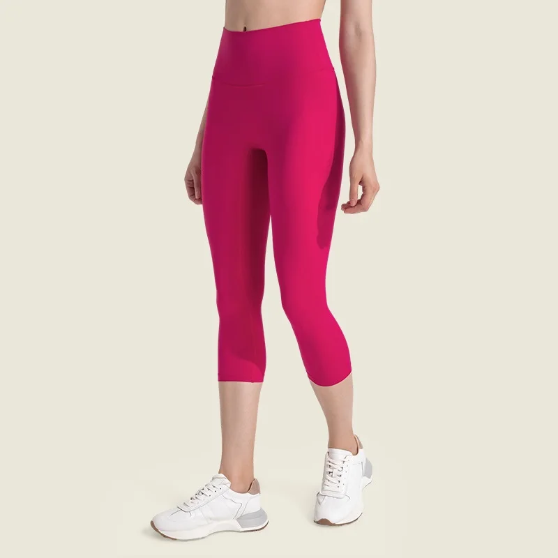 Solid Color Cropped Pants Tight Women Fitness Sport Pant High Waist Gym Yoga Legging Soft Workout Comprehensive Training Jogging