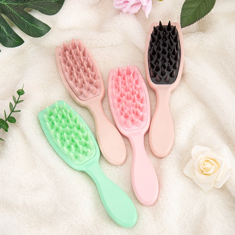 Long handleSoft Silicone Head Scalp Massage Combs Silicone Handle Clean The Comb Shampoo Brush Massage Brush for Head Washing