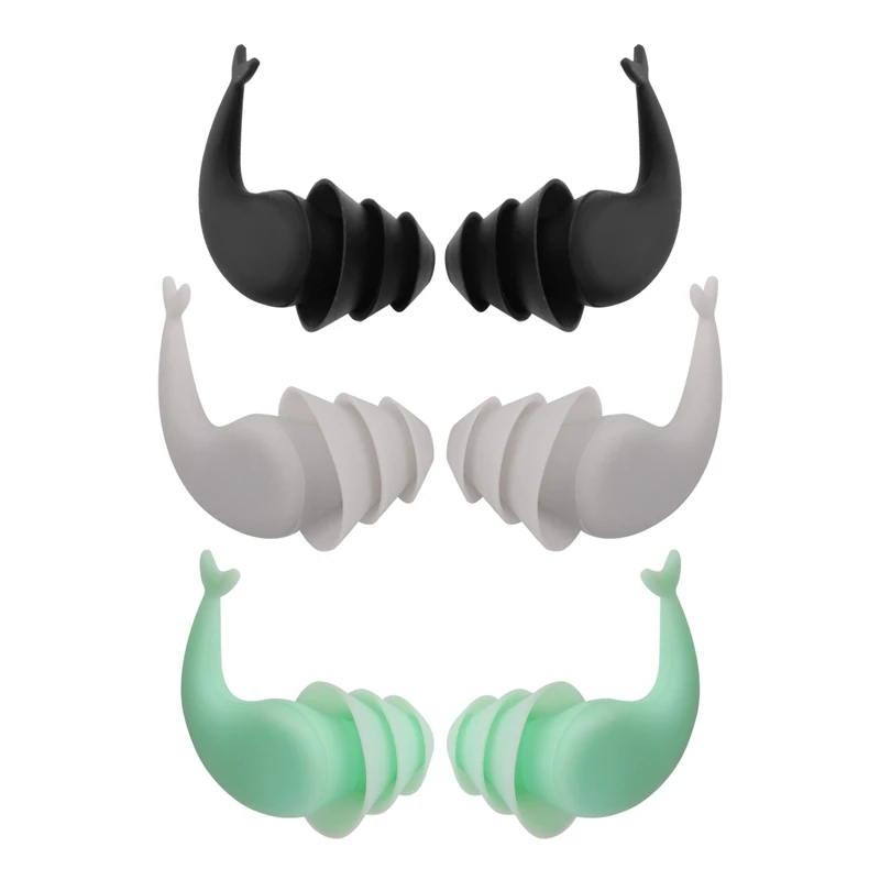 Great Waterproof Ultra confortável Earplugs, reutilizáveis Silicone Ear Plugs para esportes aquáticos, natação, 3 pares