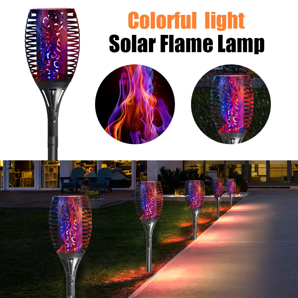 23inch LED Solar Flame Lights Outdoor 33 Led Solar Garden Light Colorful Flame Torches Lamp For Courtyard Garden Balcony