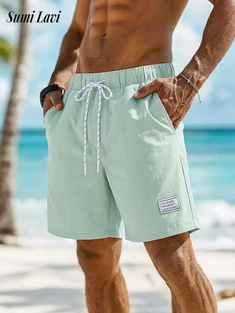 

Модные однотонные свободные шорты мужские повседневные с завязками прямого кроя для мужчин Весна-Лето 2026 для ежедневного отдыха