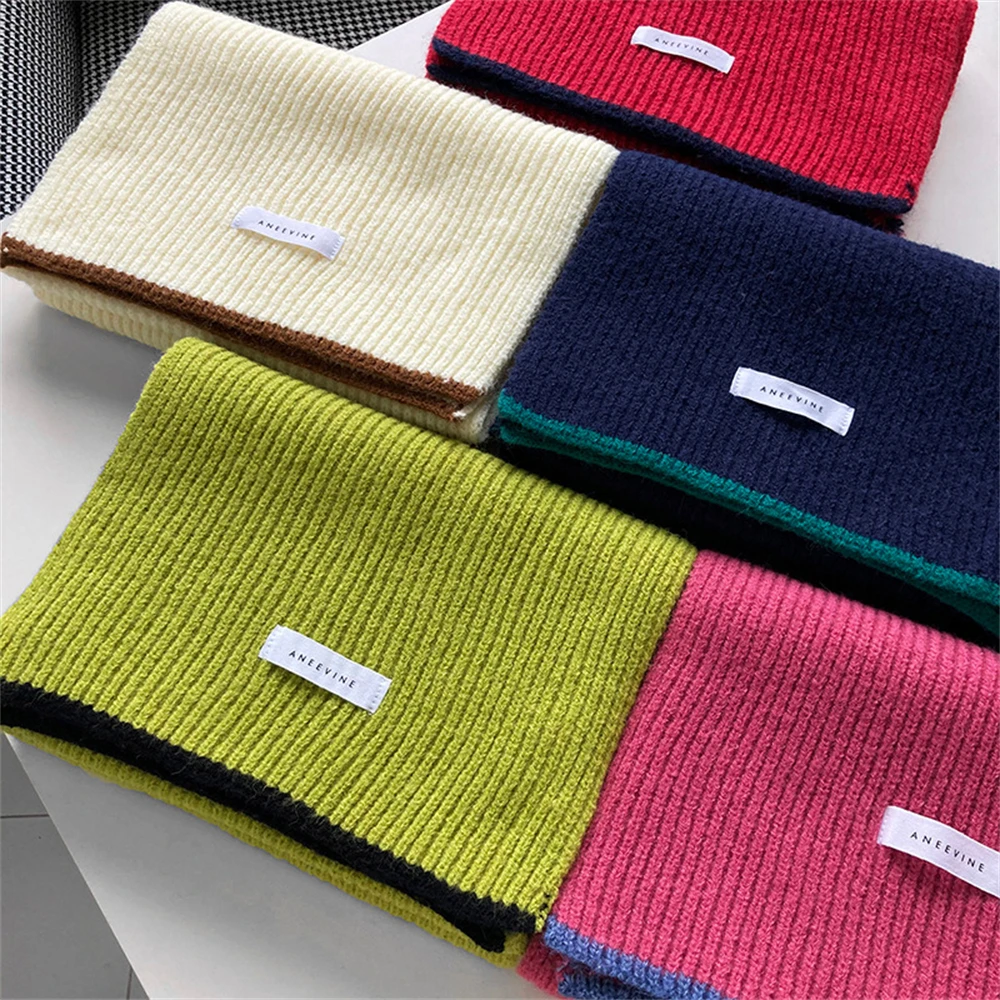 2024 Winter Knitted Scarf for Women Solid Color Lady Outdoor Warm Shawl Woolen Neckerchief Female Soft Cashmere Bufanda Muffler