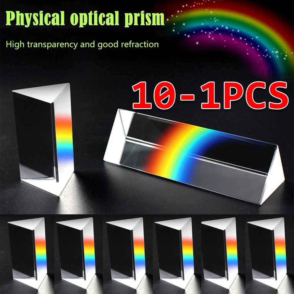 Triangular Prism BK7 Optical Prisms 25x25x80mm Glass Physics Teaching Refracted Light Spectrum Rainbow Children Students Present