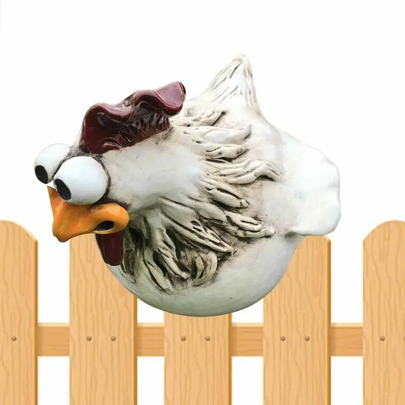 

Chicken Fence Decoration Outdoor Resin Animal Figure Chicken Fence Decor With Funny Expression For Outdoor Lawn Garden Patio