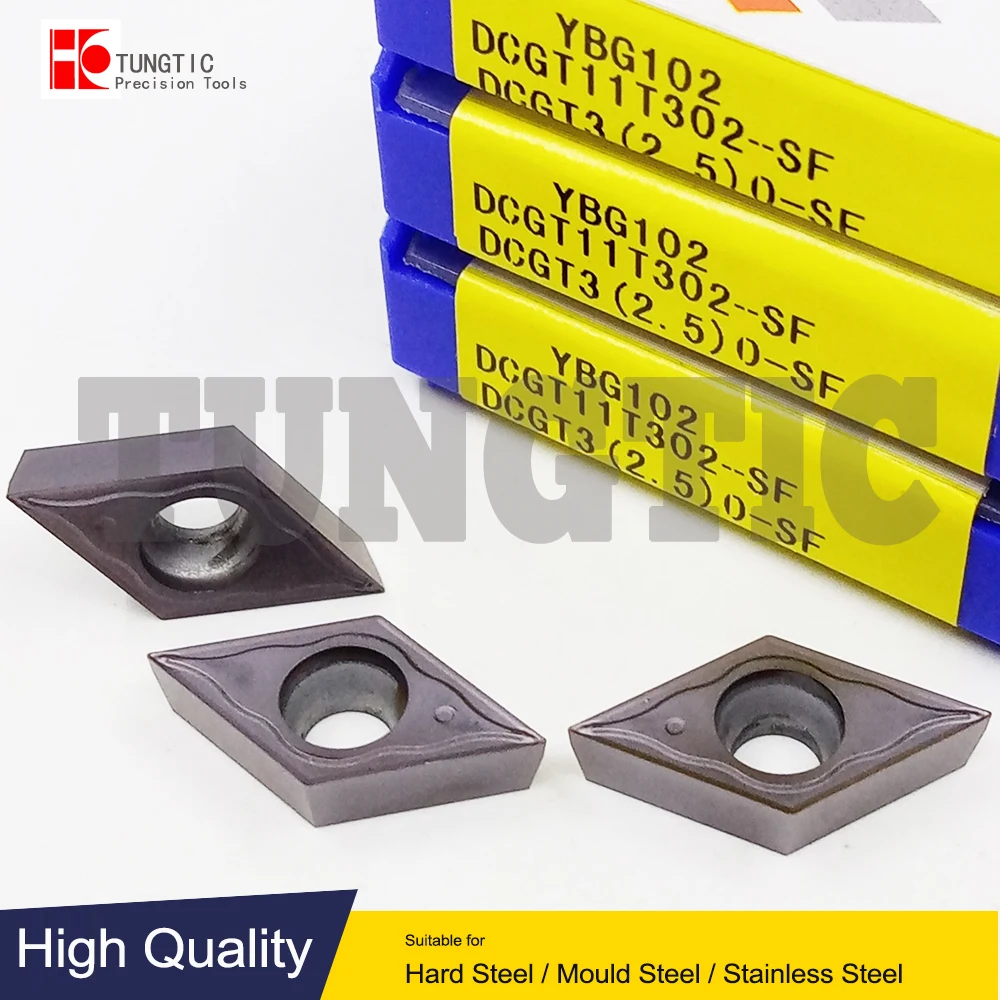

DCGT11T302-SF YBG102 YNG151 YNT251 DCGT3(2.5)0-SF General Turning Cutting Tools Positive-Fine-finishing Machining Metal Carbide