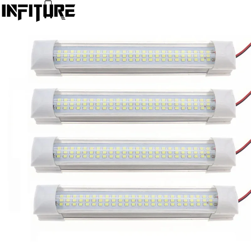 Luz de Interior para Carro com 72 LEDs, 1/2/4 Peças, Luz Branca com Interruptor On/Off para Van, Caminhão, Trailer, Barco