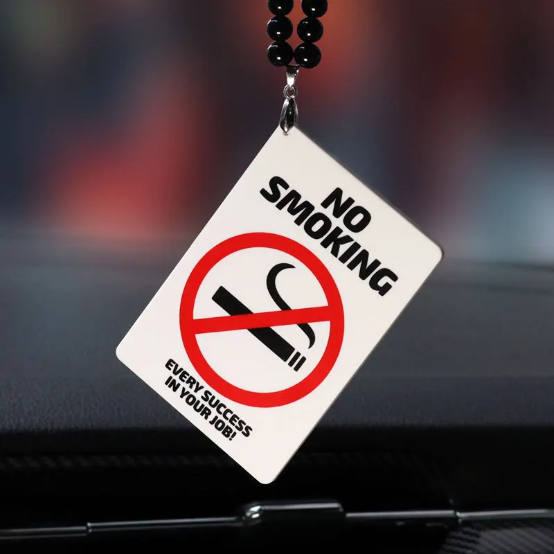 Car Rearview Mirror Ornament No Smoking Signs Warning Pendant for Auto Vehicles Interio Hanging Dangle Charm Accessories