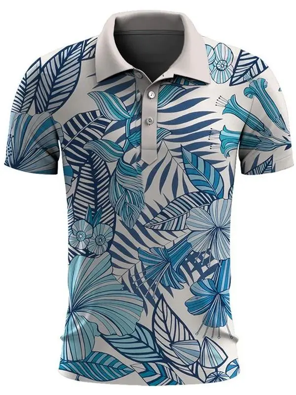 3D Printed Button Short Sleeve Men's Shirt Fashion Urban Style Polyester Fiber Standard Fit Short Sleeve Fashionable Urban Me...