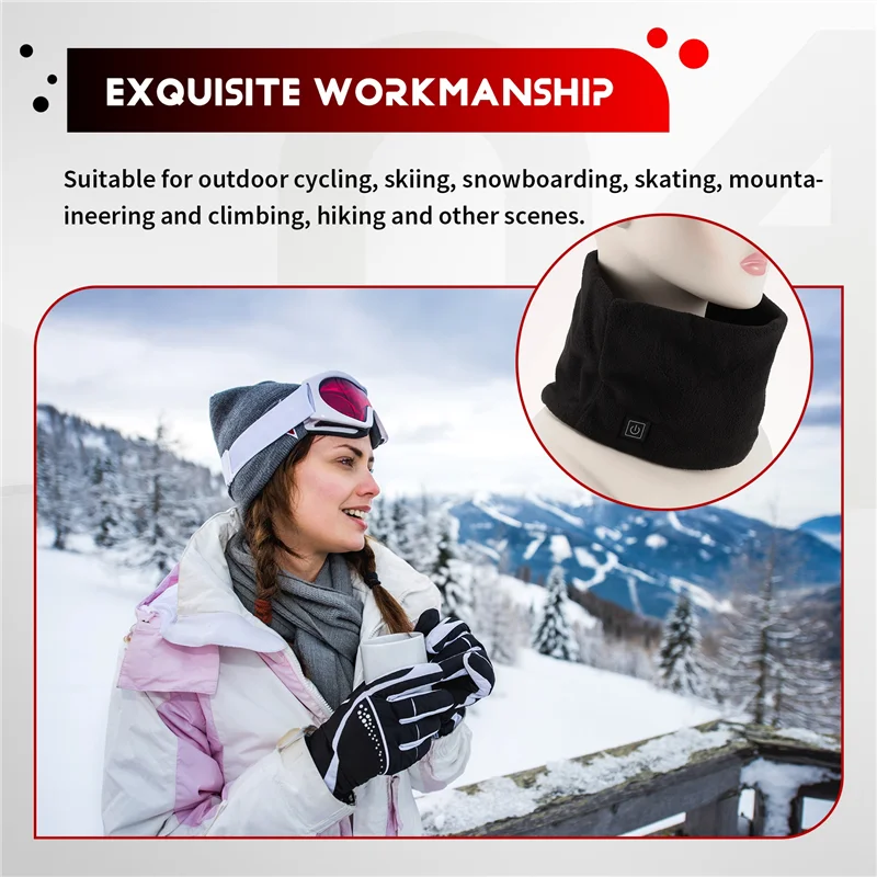 

A12E-Winter Electric Heated Scarf Neck Wrap 3 Speed Adjustment Fleece Scarf For Cycling Skiing