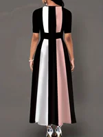Robe d'été grande taille pour femmes, nouvelle robe élégante, coupe slim, à la mode et aux couleurs contrastées pour les déplacements domicile-travail 2