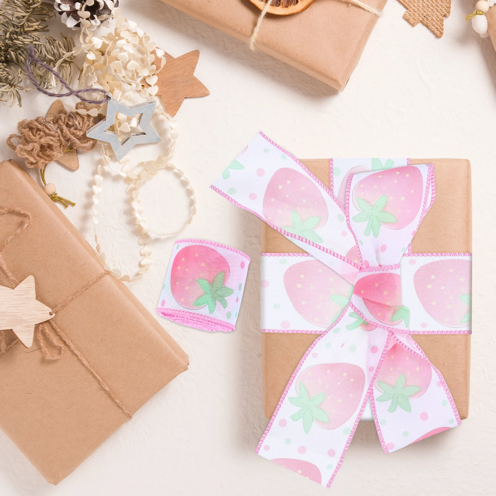 

Strawberry Ribbon Bow Summer Decorative Ribbons Fruit Themed Wide Crafts Polyester Present Wraps DIY Accessories Pattern Fabric