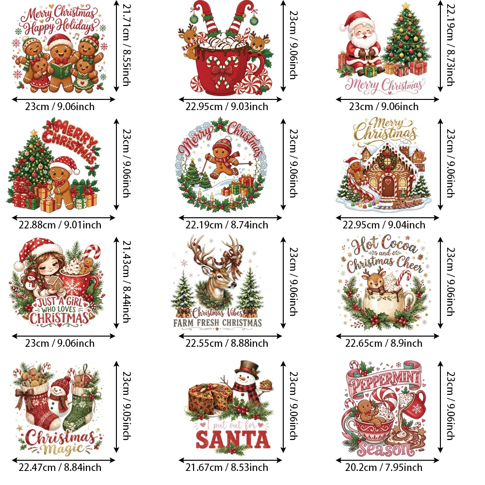 12Pcs Sitting Santa Vinyl Stickers, Cover Old Flaws & Stains, Reshape Jeans Back & Retro Mailman Bag Look