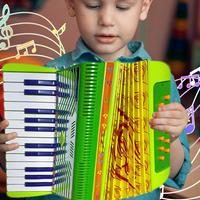 Accordion For Kids 6Bass 17Keys Small Button Accordion Educational Toy Preschool Lightweight Musical Instrument For Beginners &
