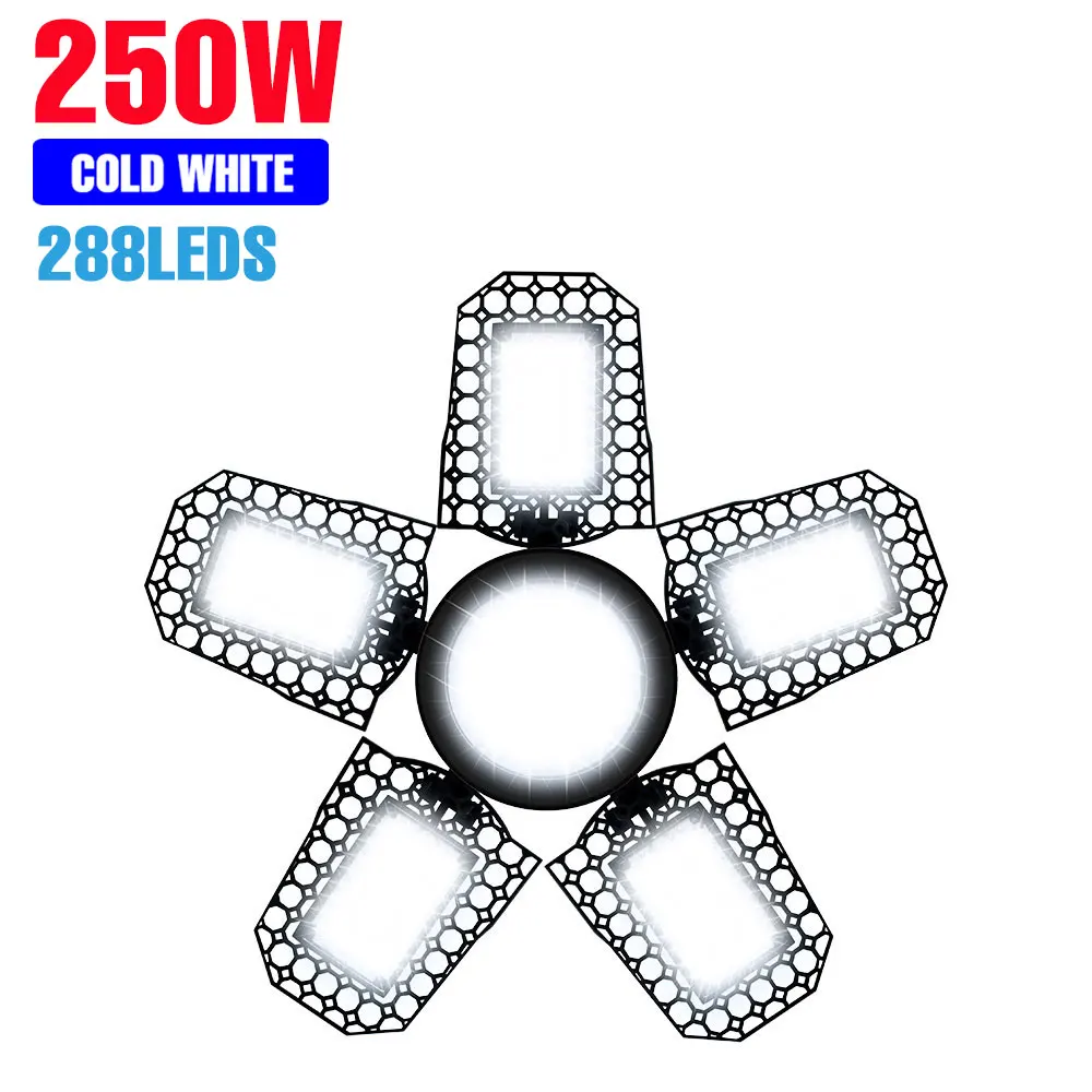 250W LED-lamp E27 Garagelamp 220V Vervormbare opvouwbare spots 110V Koud/Warm Wit Voor Thuis Magazijn Werkplaats Kelder
