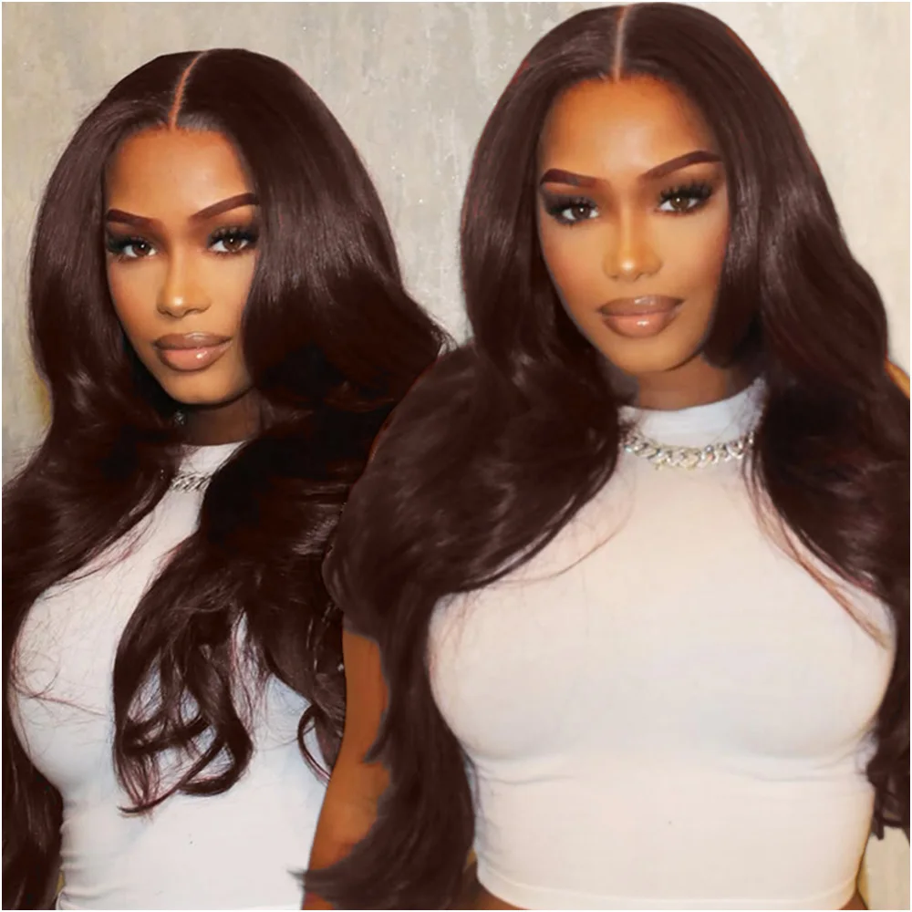 Peluca Frontal de encaje marrón Chocolate 13x6 13x4 HD, pelucas de cabello humano 100% ondulado, pelucas de cabello humano marrón brasileño prearrancado, pelucas de colores