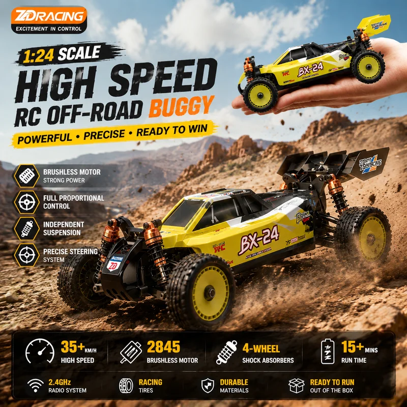 ZD Racing BX-24 1/24 4WD Brushless RC Buggy RTR Racing Car Aluminum Alloy Chassis High Speed Off Road Monster Truck