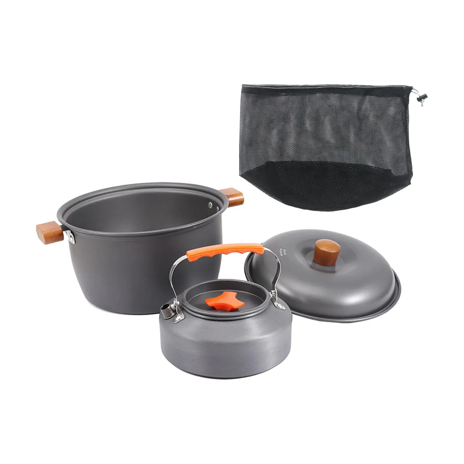 Set da cucina da campeggio in alluminio con custodia per la pesca in viaggio a casa