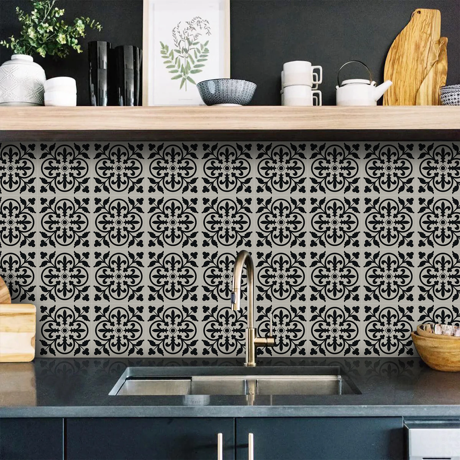 Alwayspon  Sheet 15x15cm Thicken Vinyl Wall Tile Sticker Transfers, Peel and Stick Self-Adhesive Waterproof Splashback Stick o