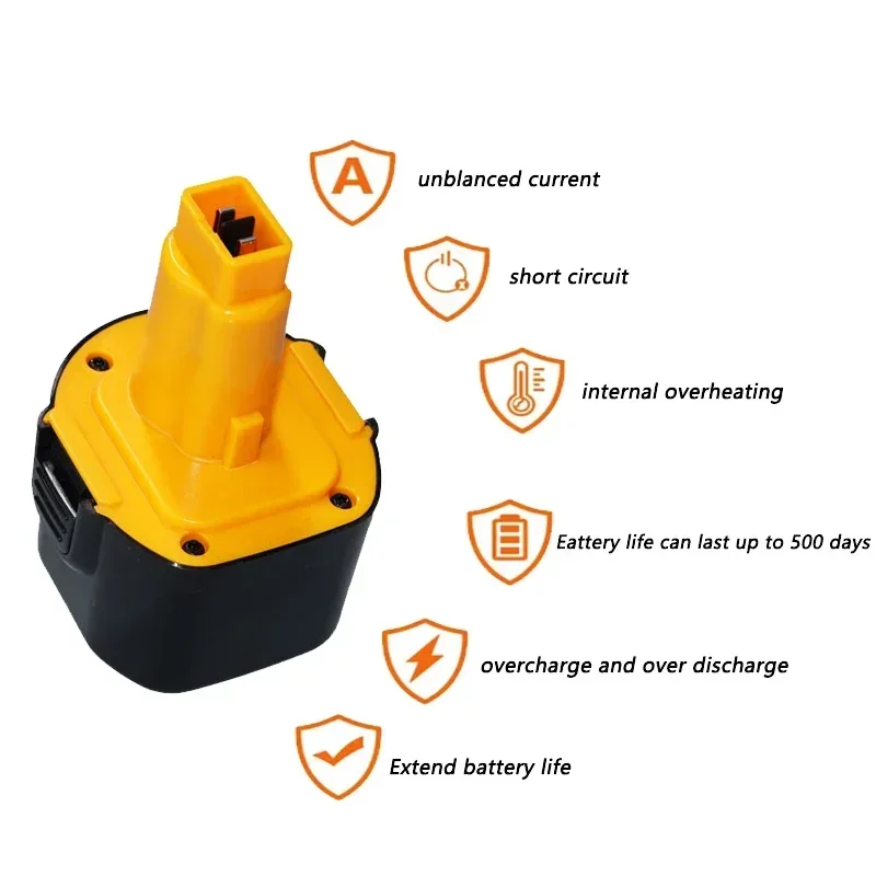 NEW 9.6V Ni-MH Replacement Battery Compatible for Dewalt 4800mAh with DE9062 DW9061 DW9062 DE9036 DW911 DW921 DW9614 DW050