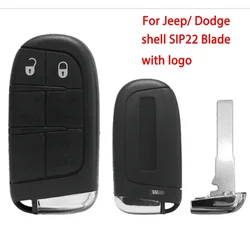 BB Key Shell for Jeep Dodge Renegade Compass 2 Buttons SIP22 Blade with Logo Keyless Go Smart Remote Car Key