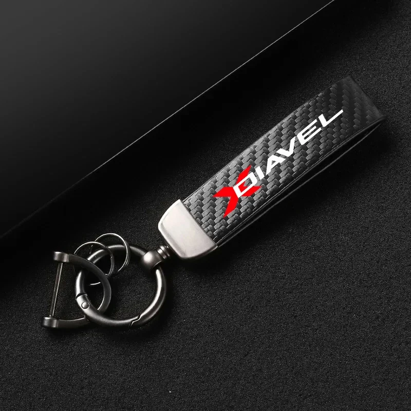 1PCS Leather Carbon Fiber Motorcycle Key Chains KeyChain For Ducati XDiavel X-Diavel 1200 1260 1260S Diavel1200 Accessories