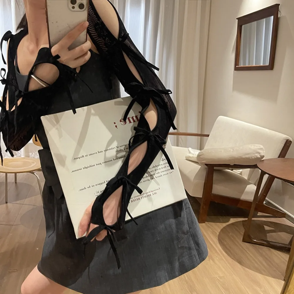

Fashion Elastic Y2K Lace Oversleeve Punk Korean Style Balletcore Sleeves Sweet Sunscreen Bow Fingerless Gloves Lolita