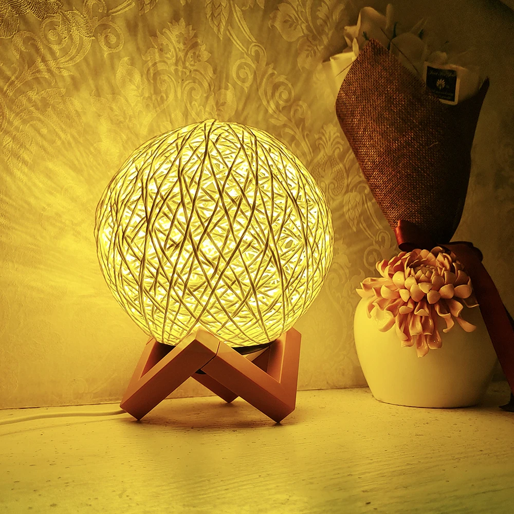 Rattan ball lamp LED night light lamp lights USB wire LED light Home decoration Creative Gift Warm Light 3 color can choose