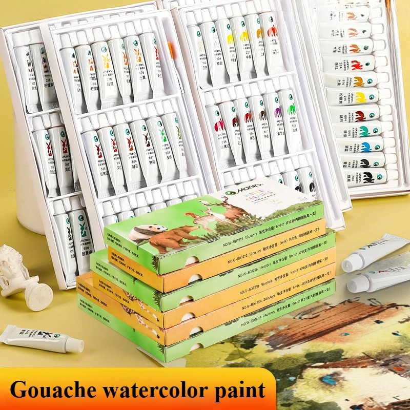 12/18/24-color 5ml Gouache Watercolor Paint Set Portable Easy To Wipe and Washable for Children's Paintings and Graffiti
