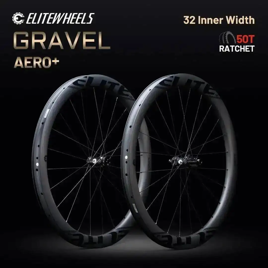 

ELITEWHEELS AERO+ GRAVEL 700C Carbon Wheelset Ratchet System 50T Wing 20 Spokes Disc Brake Cyclocross Wheels Center Lock