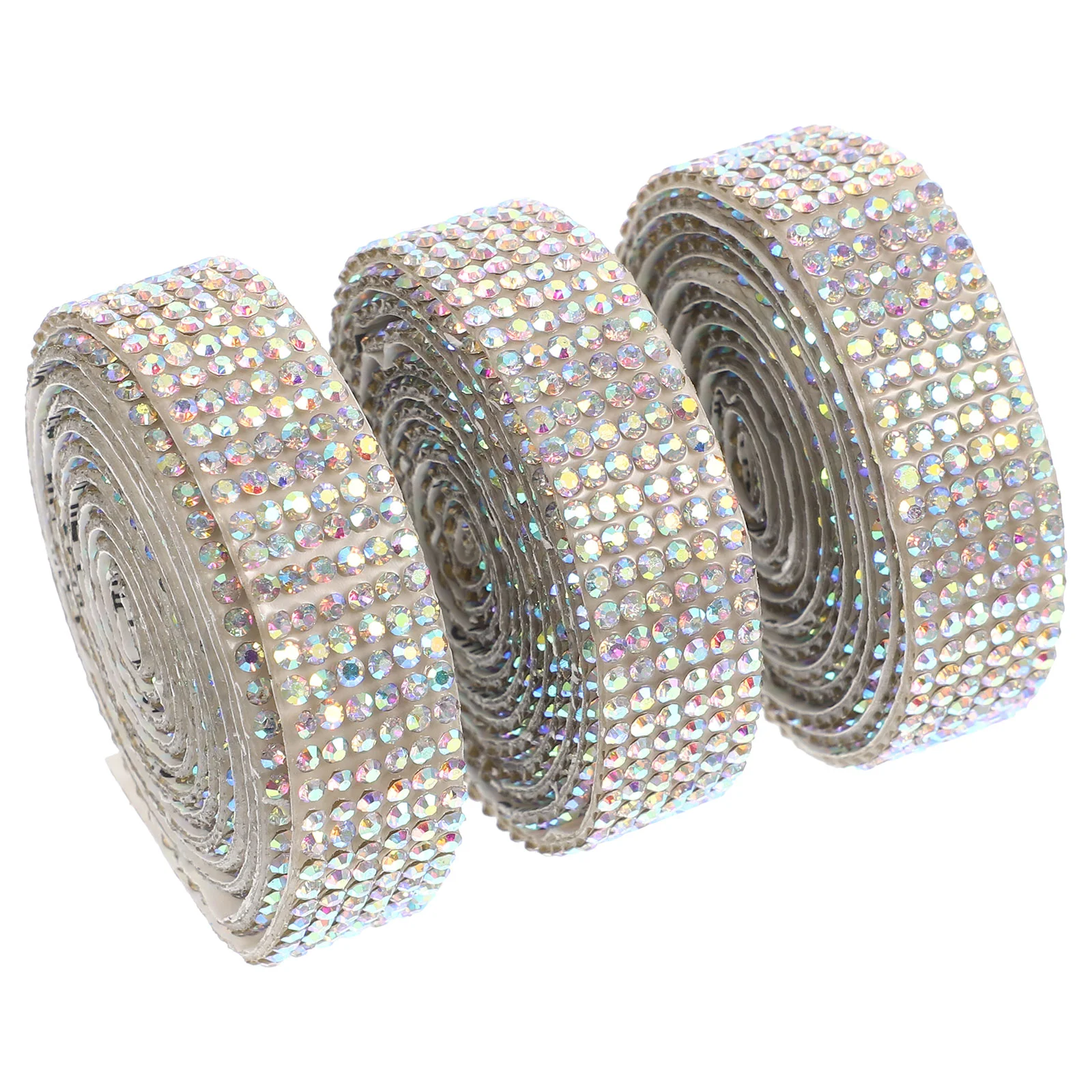 

3 Rolls Adhesive Rhinestones Ribbon Replaceable Decorate Self Trim Exquisite Craft Phone Decoration Engagement