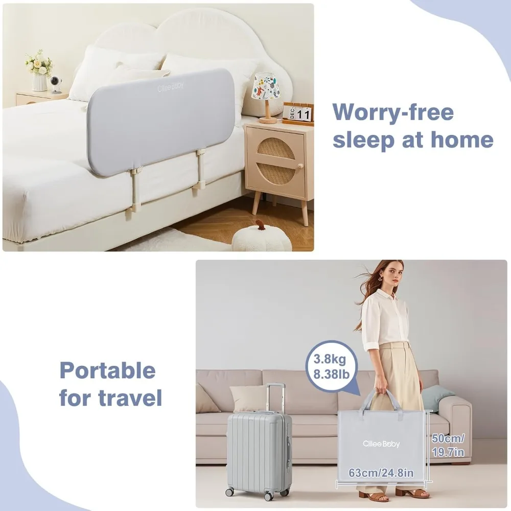 Ciilee سرير بيبي السكك الحديدية للأطفال الصغار المحمولة السفر سرير أطفال الحرس القضبان لسرير كوين طوي الأطفال درابزين جانبي ل التوأم Be #5