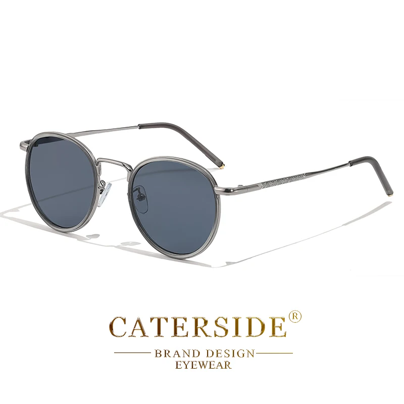 CATERSIDE Retro Runde Sonnenbrille für Herren, Punk-Metallrahmen, Markendesign, Sonnenbrille für Damen, Party, Reisen, Business, UV400 – Detail 14