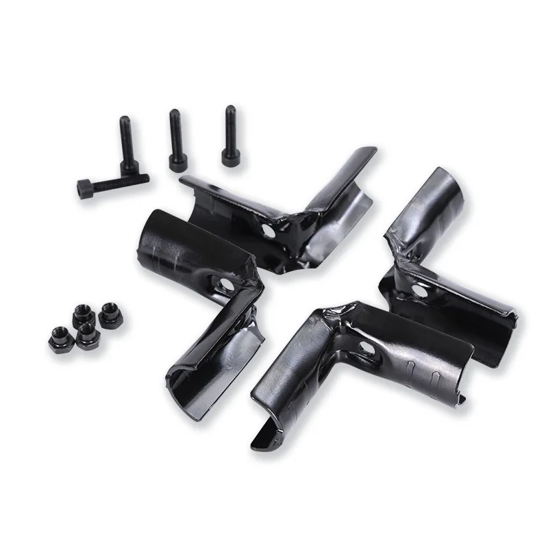 4Pcs Black Steel 28mm Lean Pipe Fittings Connectors