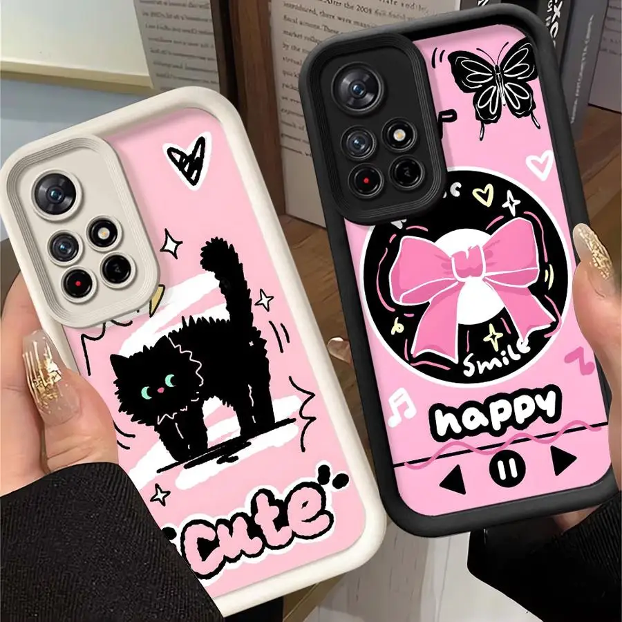 Music Black Cat Phone Case for Redmi 12 4G 12C 13C 4G 5G Poco X3 NFC X3 Pro C50 C51 C61 A1 A2  Plus A3 A3x