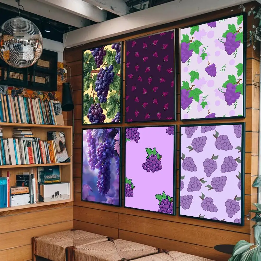 Flower Purple Grape Art Sticky Wall Waterproof Home Living Room Bedroom Bar Aesthetic Decoration