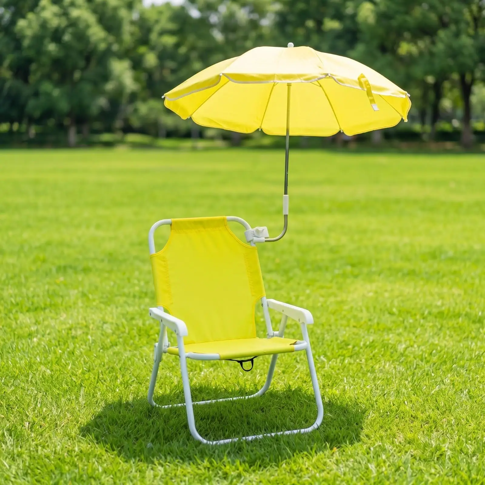 Portable Outdoor Folding Seat with Umbrella Alloy Frame Beach Chair Compact Lightweight for Camping Fishing Travel Shade Relax
