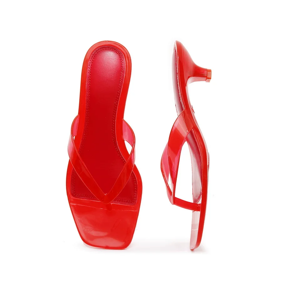 Französische Minimalistische Transparente Pantoletten für Damen 2026 Neue Sommer-Sandalen mit Eckiger Spitze Elegante Hochhackige Kristall-Pantoletten – Detail 19