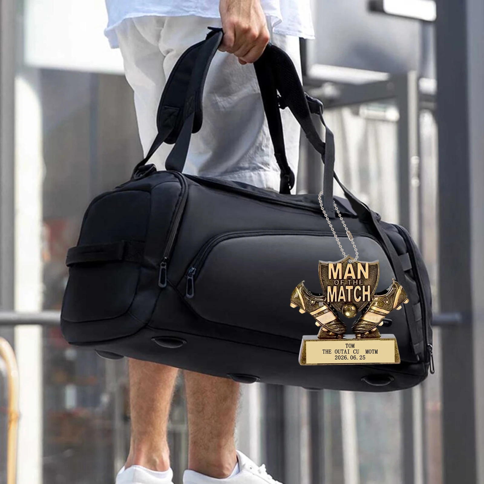 

Customized Football Shoes Match Trophy Shape Bag Charms Car Mirror Hanging Accessories Acrylic Gift Diy Purse Charms Making