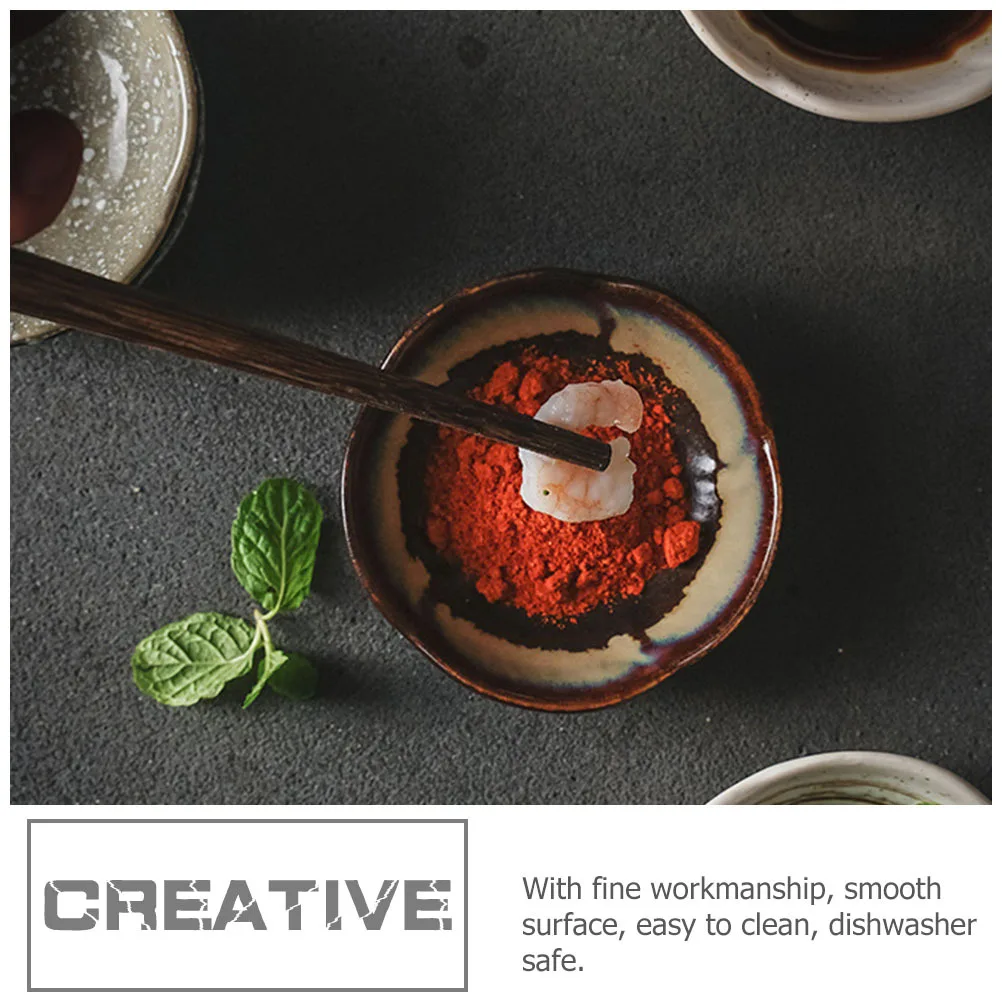 

2Pcs Small Sauce Dishes Creative Retro Ceramic Dipping Bowl for Restaurants Family Use Multi Purpose Condiment Dish Dishwasher