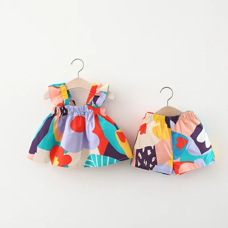 Sommer-Bekleidungssets für Babymädchen: Trägerloses Oberteil mit farblich passender Blumenweste + Lässige Kinderhose – Kleinkinder-Kleidungsanzug – Detail 4