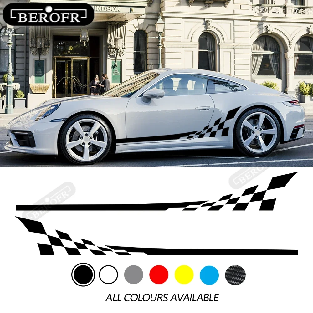 

2PCS For Porsche 997 911 992 Taycan Panamera Boxster Car Side Door Stripe Skirt Racing Stickers Body Vinyl Sport Decal Accessory