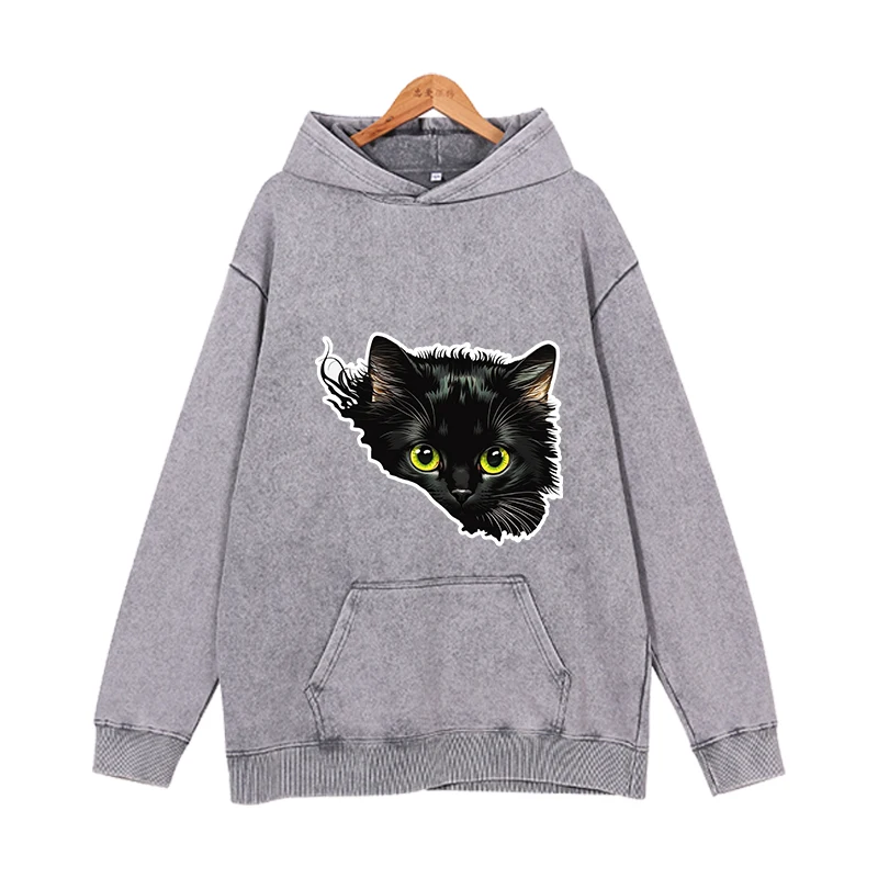 Black Cat for Halloween Hoodies Men Fashion Graphic Printed Sweatshirts Women Casual Harajuku Streetwear Friends