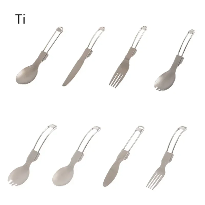 

Titanium Folding Spork Camping Spoon Lightweight Outdoor Dinner Spork Flatware for Travel Camping