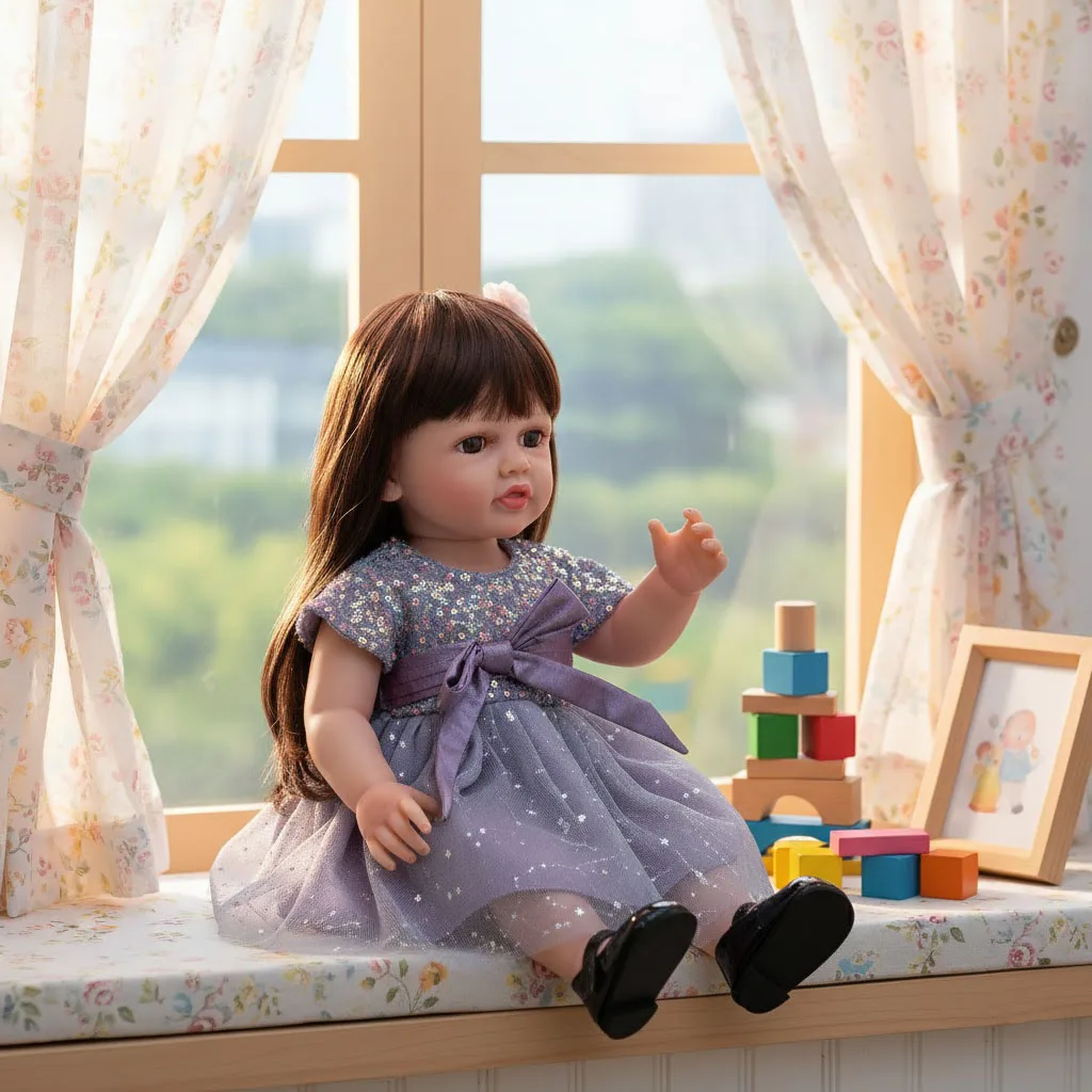 Cloveray 22 Zoll klassische Ganzkörper-Vinyl realistische wiedergeborene Babypuppe super süße Prinzessin Puppe handgemachtes Spielzeug Mädchen Geburtstag Weihnachtsgeschenk