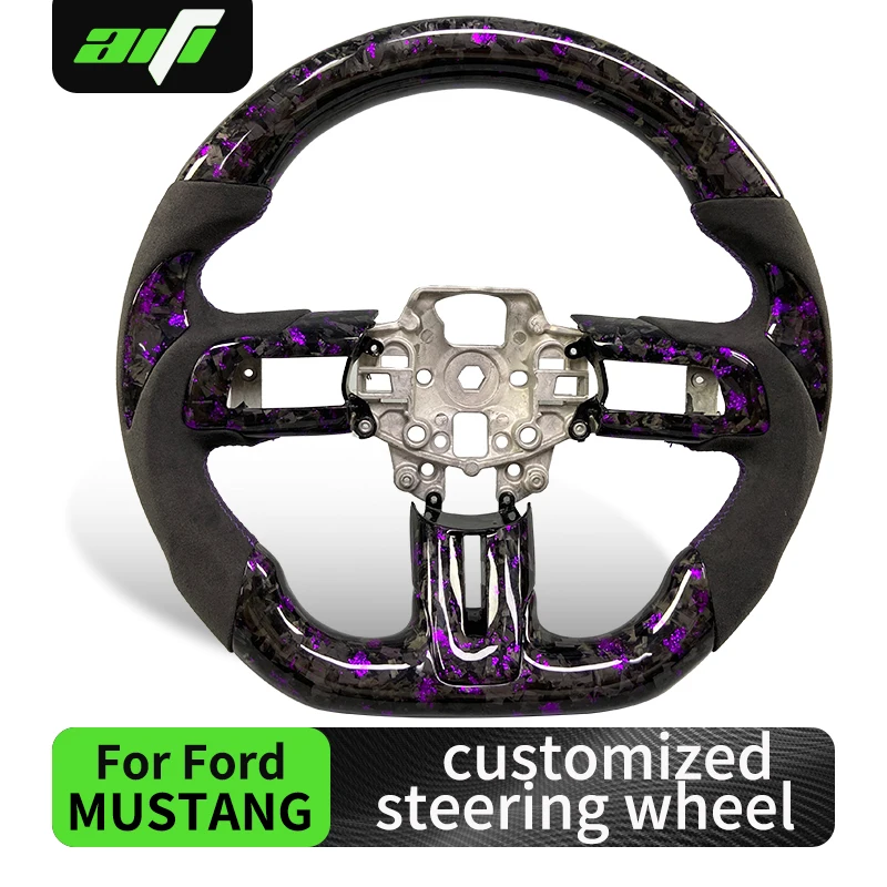

Purple Forged Carbon Fiber Steering Wheel Handmade for Ford Mustang 2015-2023 Car Steering Wheel