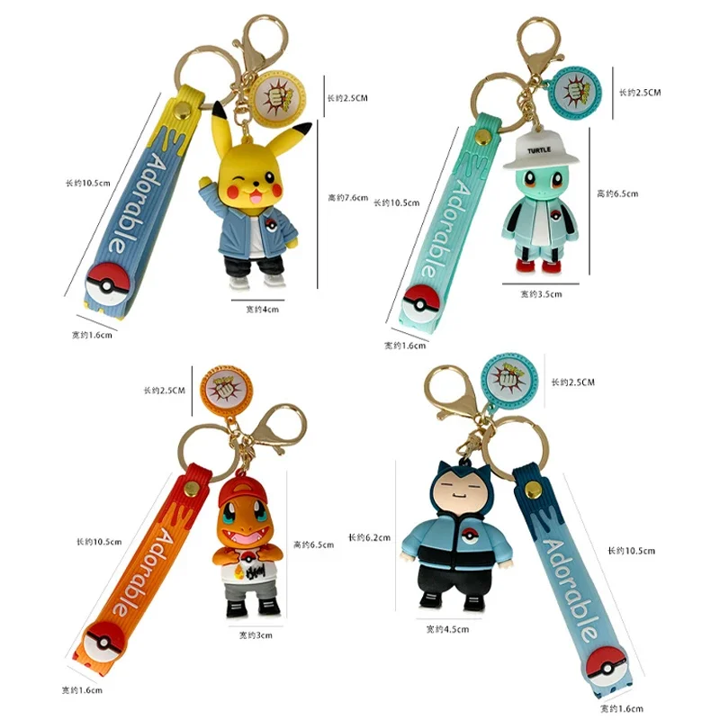 Pokemon Keychain for Boys Girls Anime Figures Pikachu Cartoon Key Chain Fashion Bag Keyring Pendant Accessories Toy Kids Gifts