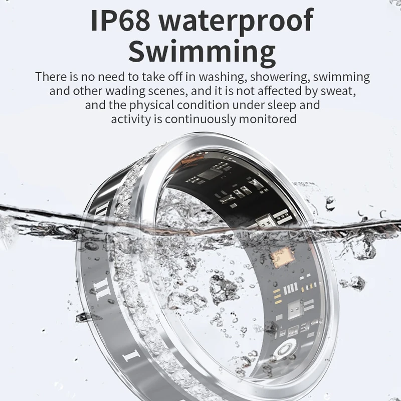 Smart Ring Men Women Heart Rate and Blood Oxygen Monitor 5ATM Waterproof Multi-sport Mode Camera Control Sleep Monitoring