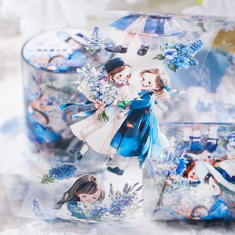 1Roll 2M Island Girl Shell light Handbook Decoration loop Sticker Adhesives Material PET Tape Flower Scrapbook Cut 50MM*2M