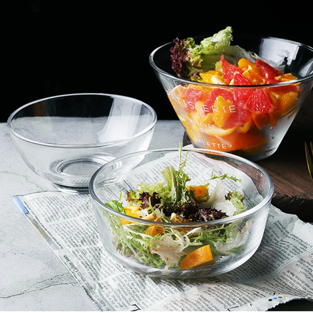

2Pcs Glass Salad Bowls Clear Multipurpose Fruit Dessert Bowls Food Storage Serving Kitchen Gadget Salad Bowl