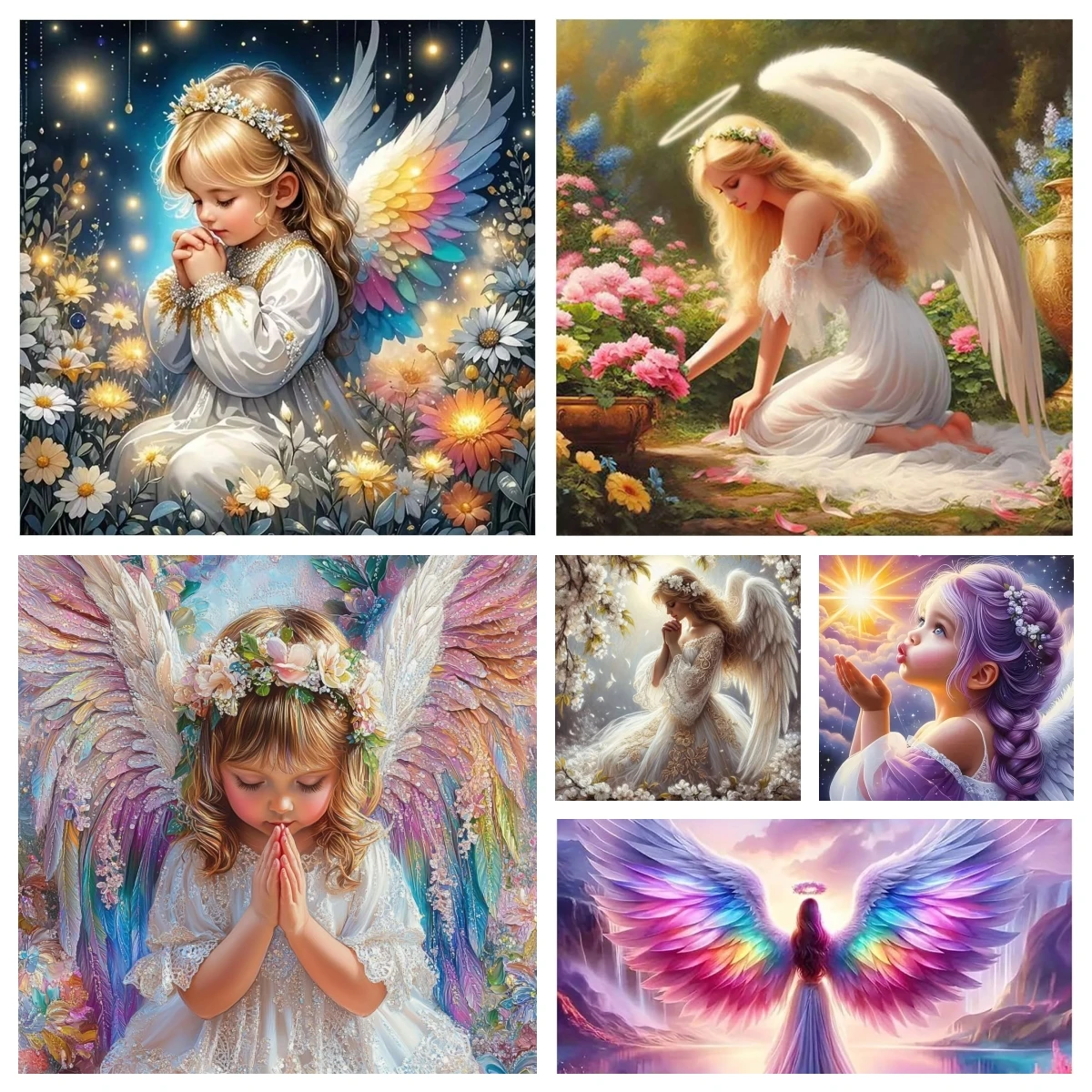 

Baby Angel Girl Diamond Painting Kit Full Round Drill DIY Sweet Angel Kid Nursery Crafts Heavenly Cute Character Illustration